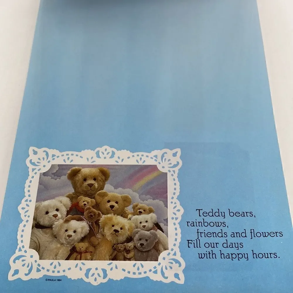 Teddy Bear Hugs and Hellos Vintage 1994 Stationary Paper Pad Tablet